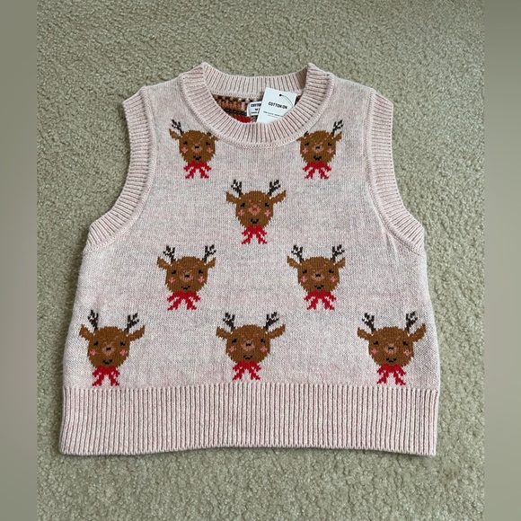 Christmas Sweater Vest with Reindeer - NEW - Size: Medium - Cotton On - Picture 1 of 6
